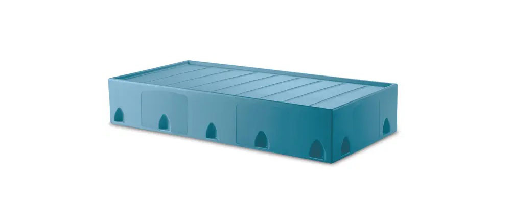 Suicide resistant attenda floor mount bed in Cove color option